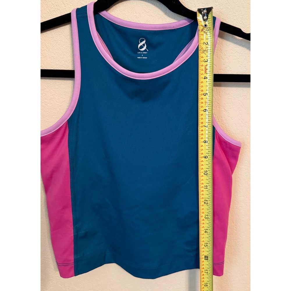 Lou & Grey Softsculpt Active Colorblock Racerback Tank Top Teal Pink Size S NEW - Picture 9 of 10